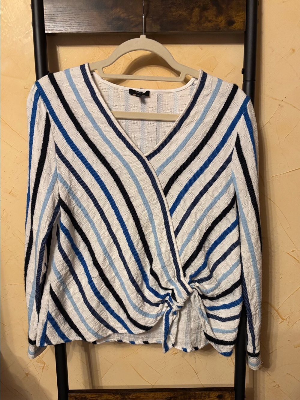 DREW White Top with Blue Stripe Detail Size S